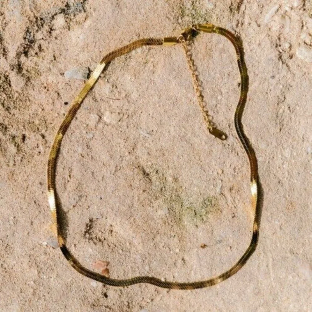 Classic Herringbone Necklace Waterproof Gold Chain Necklace Beautiful Necklace - Picture 6 of 12